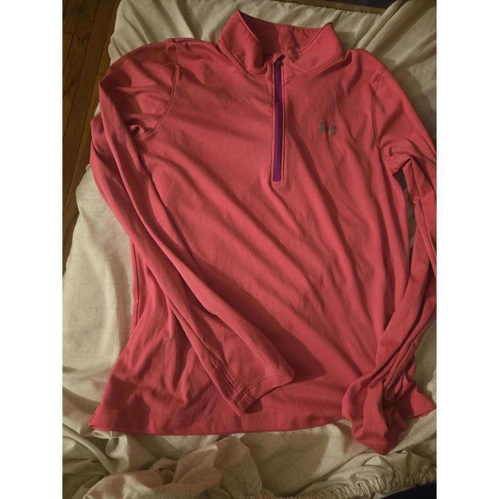 Under Armour youth HeatGear Long Sleeve Top - Pink, Size YXL